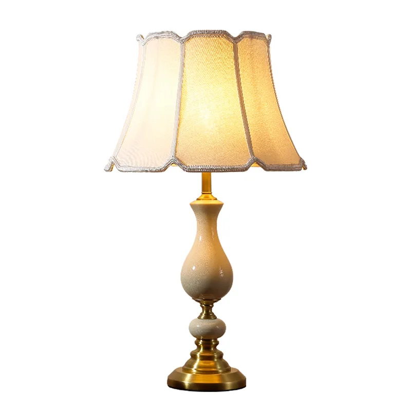 Modern minimalist bedroom bedside table study desk creative warm light luxury ceramic decorative copper table lamp