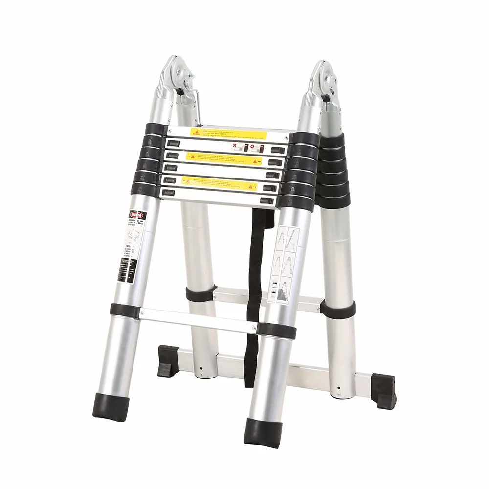 4.4m Double Ladder Telescopic  Folding Extension A Type Telescopic Ladder With Unilateral Balance Bar