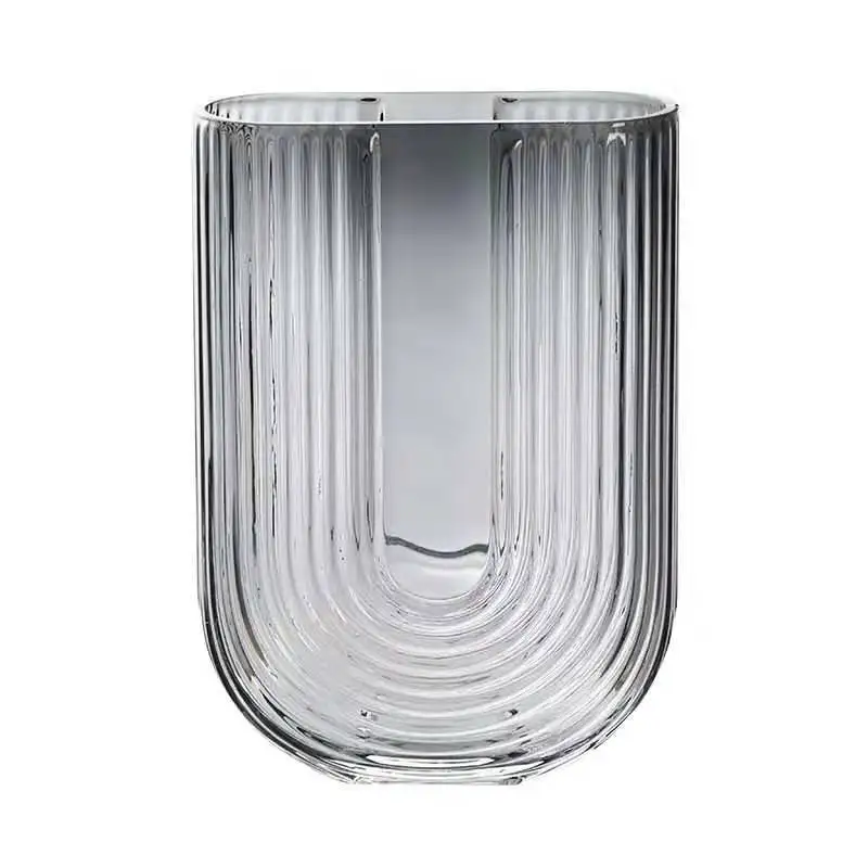 Light Luxury Simple Transparent U-shaped Glass Vase Nordic Style Living Room Decoration Flowers Water Cultivating Dried