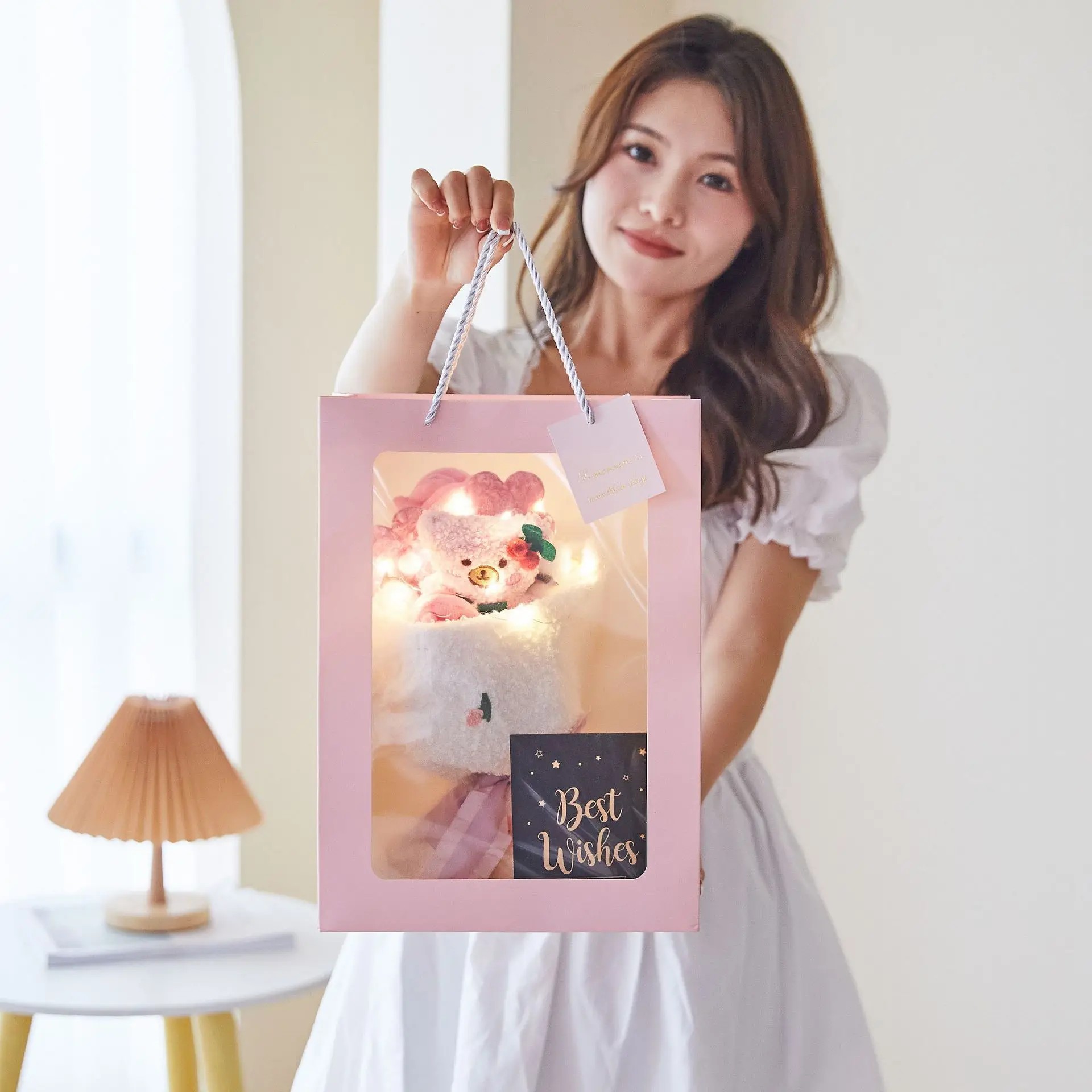 Wholesale Custom Love Decorative Flowers Rabbit Plush Toy Valentines Day Gift Teddy Bear Flower Gifts