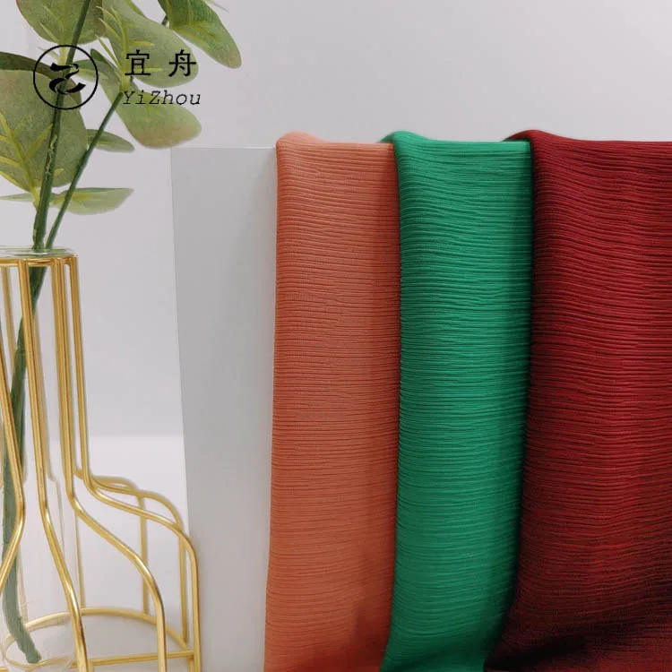 Crinkle Chiffon fabric 100D 115gsm 100% polyester fashion fabric for women dress shirts daily wear 41 colors crinkled chiffon