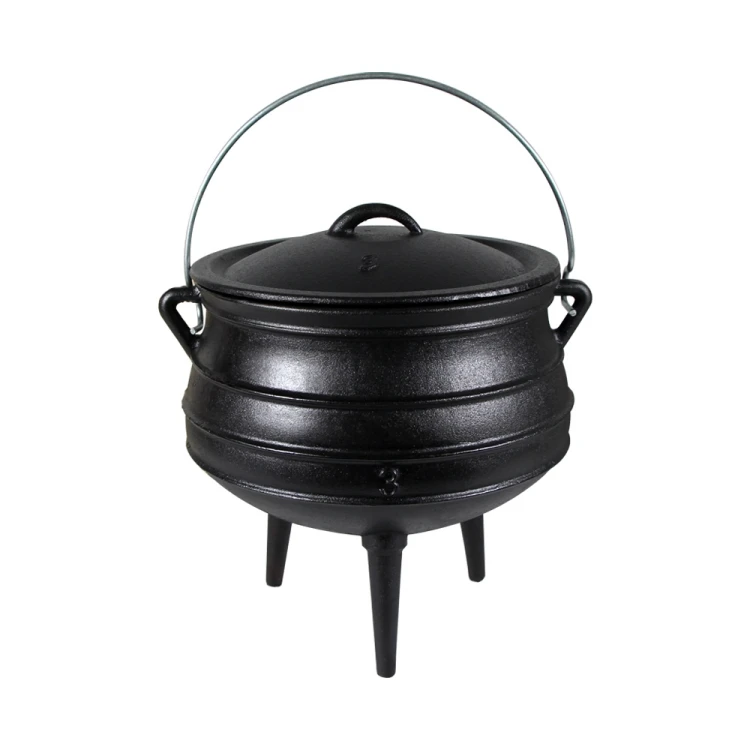 South African Large Cast Iron Cooking Pot 3 Legs Cast iron Caudron Potjie Soup Pot With Lid