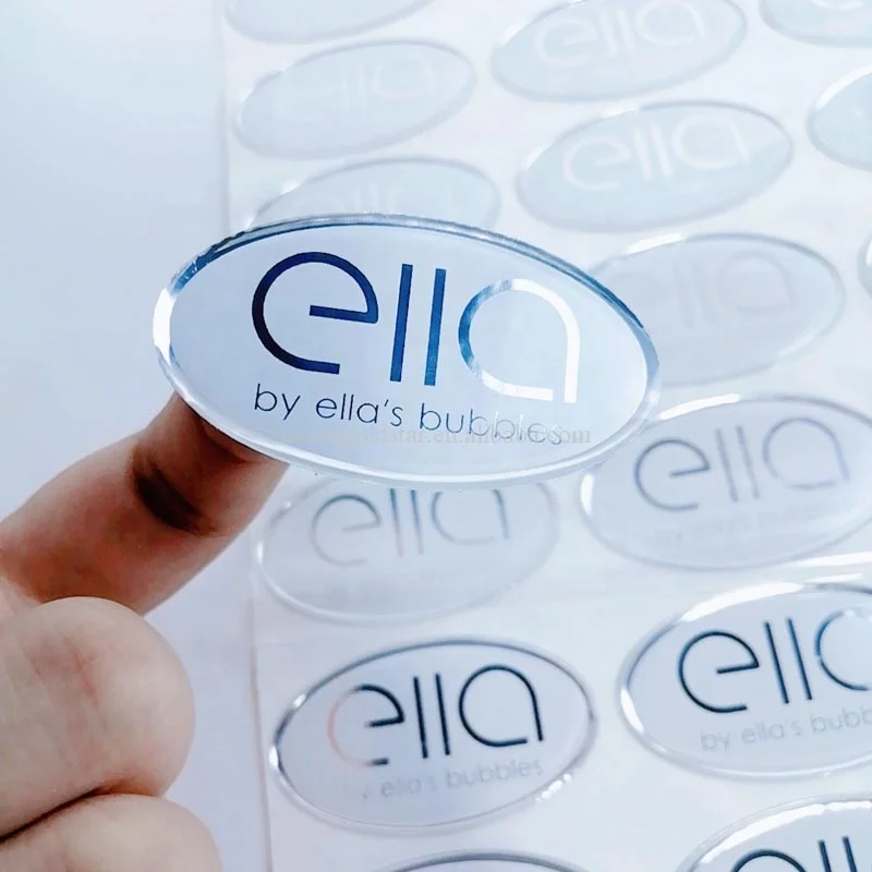 Customized oval epoxy stickers silver epoxy stickers custom epoxy stickers with logo