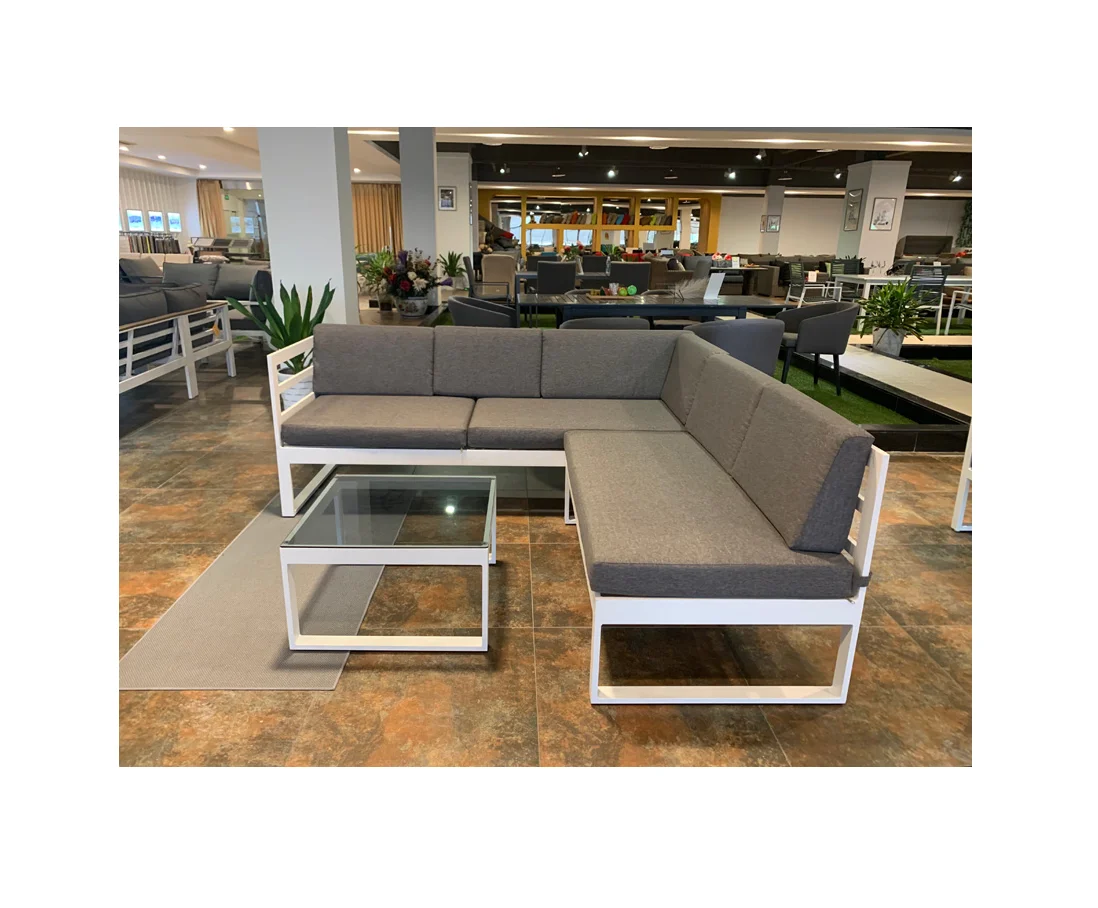 Оптовая продажа с фабрики, набор алюминиевых диванов, лаконичная стильная уличная мебель, садовый диван из алюминия. Набор из 3 диванов