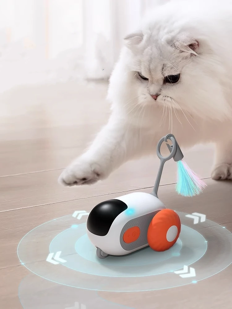 Funny smart gravity  remote control electric interact teaser rotate cat toy with feathers