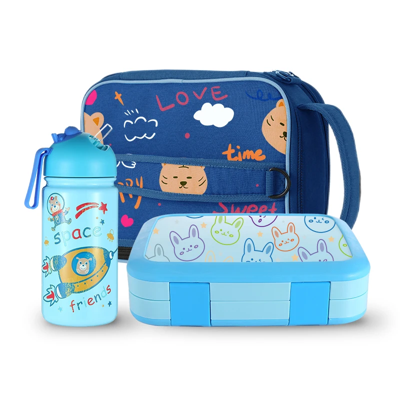 Lunch Box Portable Stainless Steel Food Containers School Kids Cute Bento Lunchbox Set