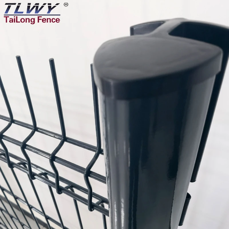 Black Green Pvc Coated 3D Curved Arc Welded Wire Mesh Panel 3D Fence with Peach Post