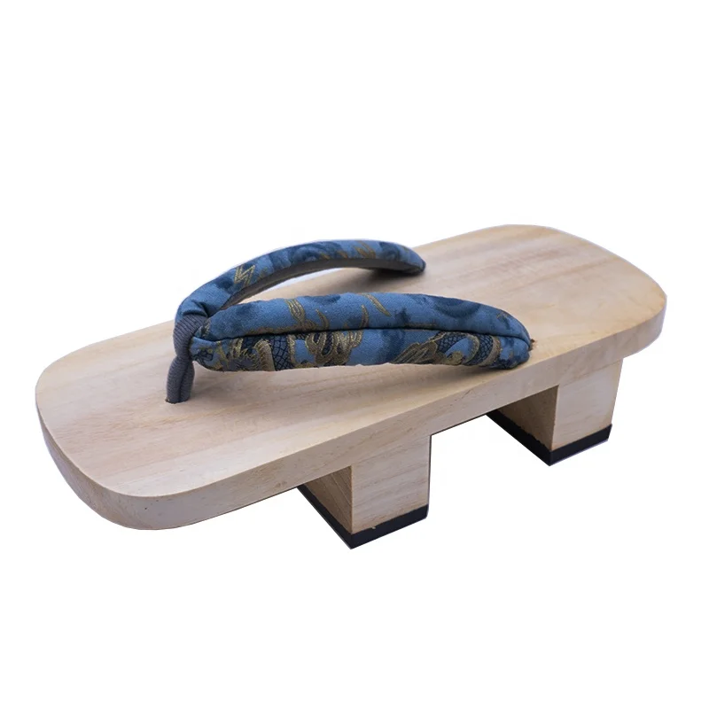 Cotton fabric upper two supporting wooden Geta blocks below the wooden board japanese white geta sandals men