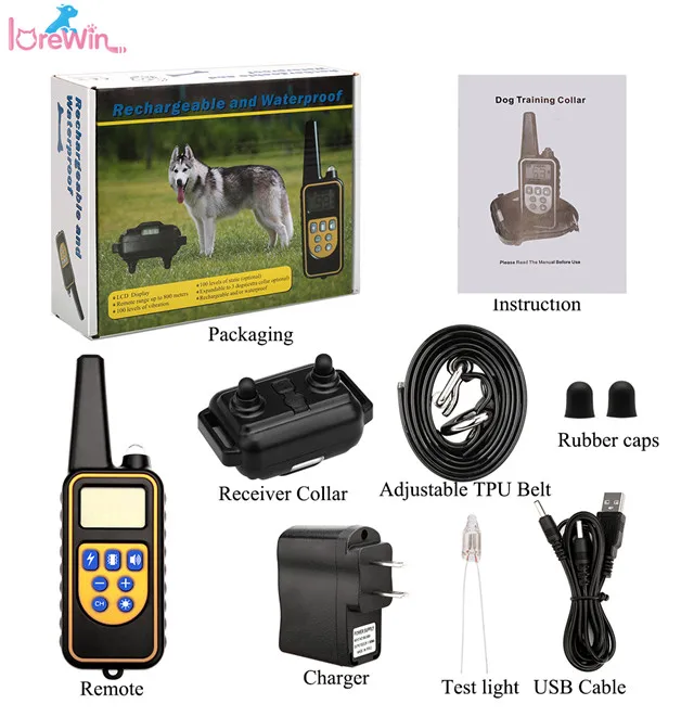LoreWin LY-880 Самые продаваемые товары 2019 Удаленная собака лает Электрический тренировочный ошейник Перезаряжаемый для обучения питомцев