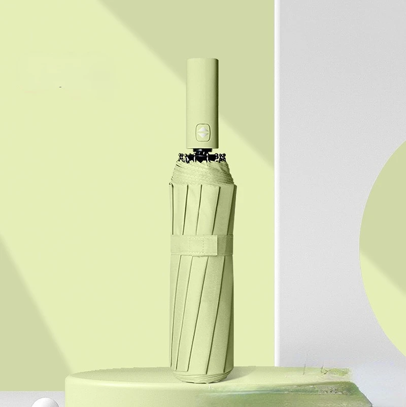 Fully Automatic12 Bone Three-fold Black Glue Custom Plus Printing Logo Sunny Rain Gift Advertising Umbrella Wholesale