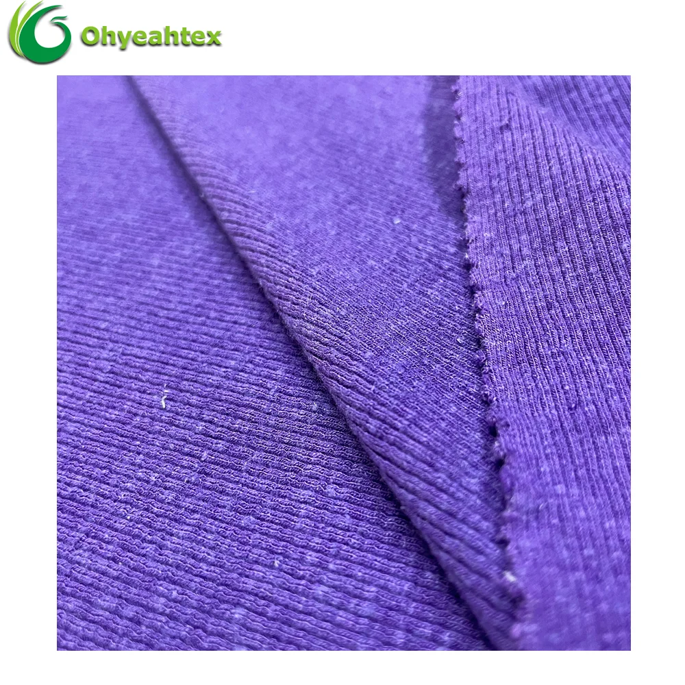 New Arrival 67% Organic Hemp 28% Bamboo 5% Spandex Rib Clothing Fabric For Sweater