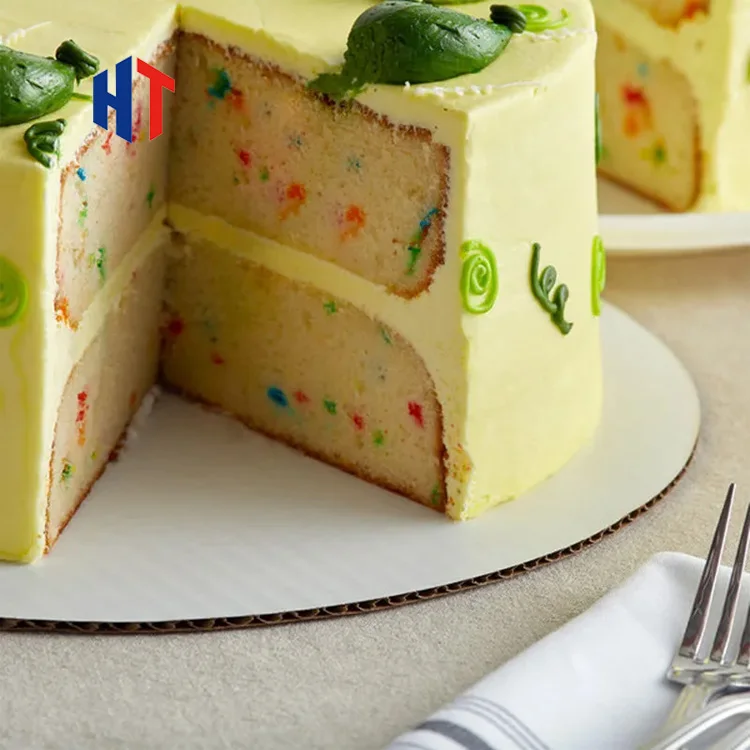 Wholesale Custom Printed White Gold Cake Boards Personalized Design Corrugated Paper Cake Bases