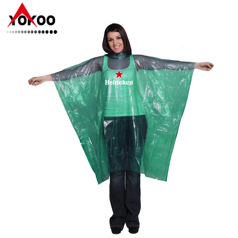 
one time use PE disposable rain poncho for promotion 