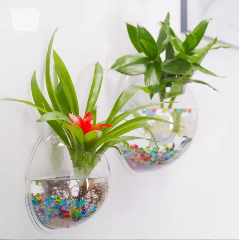 2pcs 38cm popular creative transparent acrylic hanging fish tank wall-mounted transparent acrylic flower pot decoration