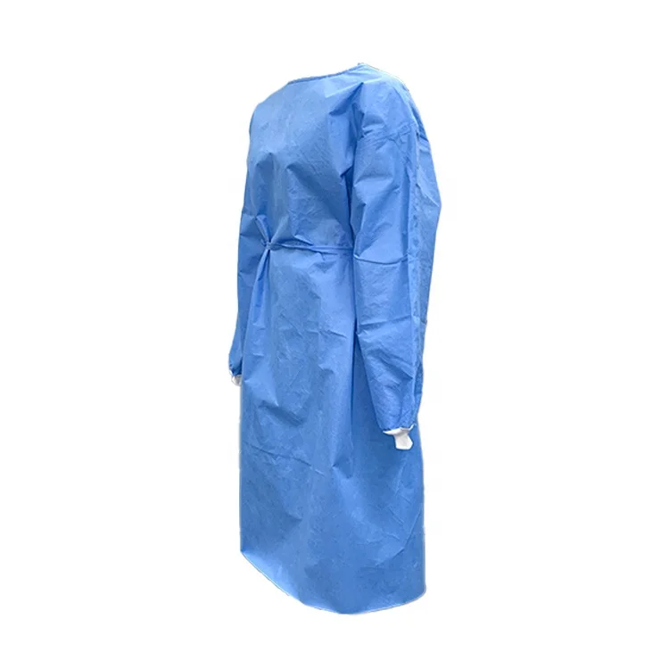 
AAMI LEVEL 4 ASTM F1671 65gsm SMS PE disposable non sterile surgical gowns white knit cuffs without 510k 