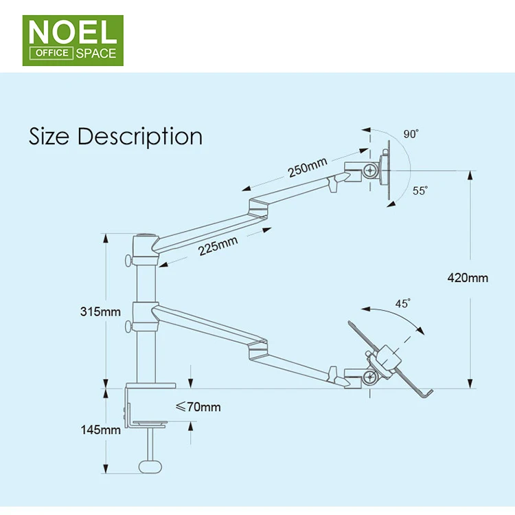Desktop LCD Computer Screen duel Monitor mount Holder arm computer monitor stand