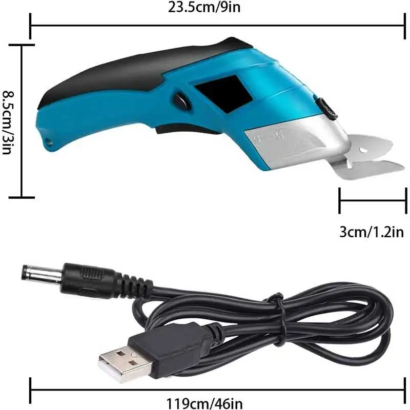 YTGEE Cordless Cloth Cutting Tool  with 2 Cutters  Electric Scissors Fabric  for Leather Carpet Cardboard