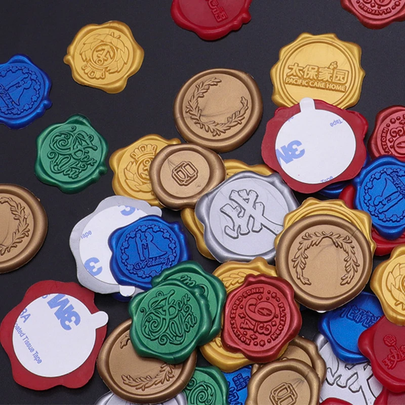 Luxury Self Adhesive Wax Stamp Stickers Envelope Label Rectangle Wax Sticker 3D Embossed Custom Wedding Wax Seal Sticker