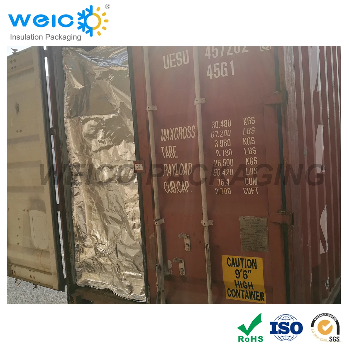 Aluminum foil woven thermal isolation container liner for 20ft container