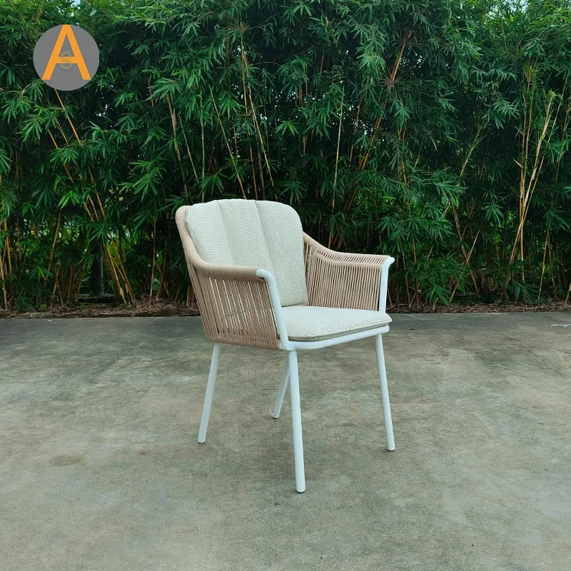 New design rope chair aluminum Beverage Shop balcony hotel garden outdoor chair for restaurant