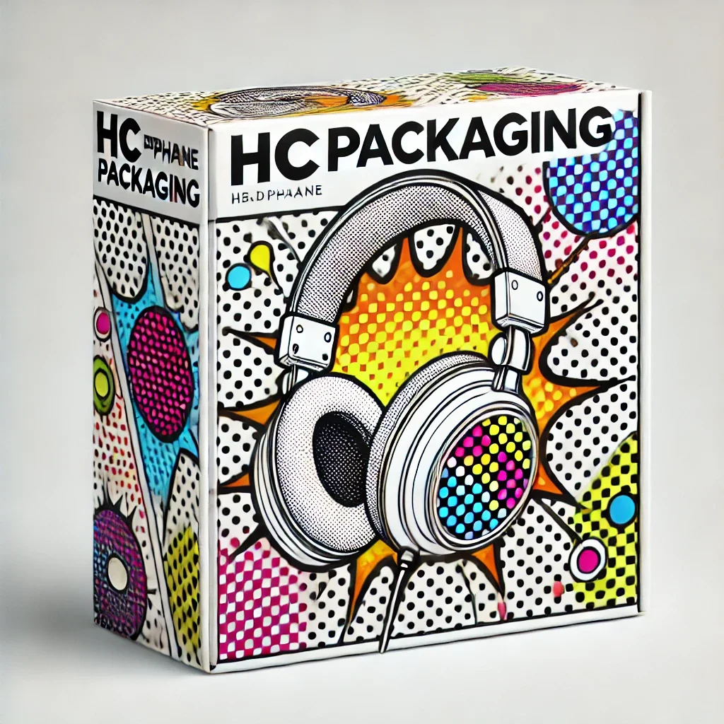 Custom Pop Art-Inspired Headphone Packaging with Vibrant Comic Design