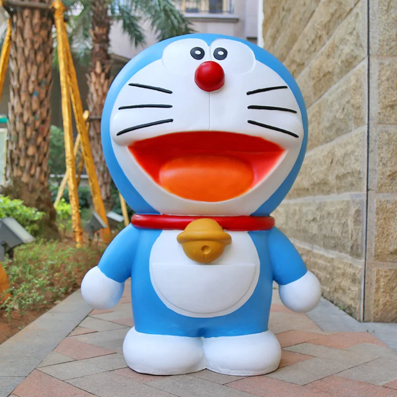 Custom Life Size cute doraemon fiberglass sculpture traveling design resin craft decor handmade arts ornaments For Indoor Decor