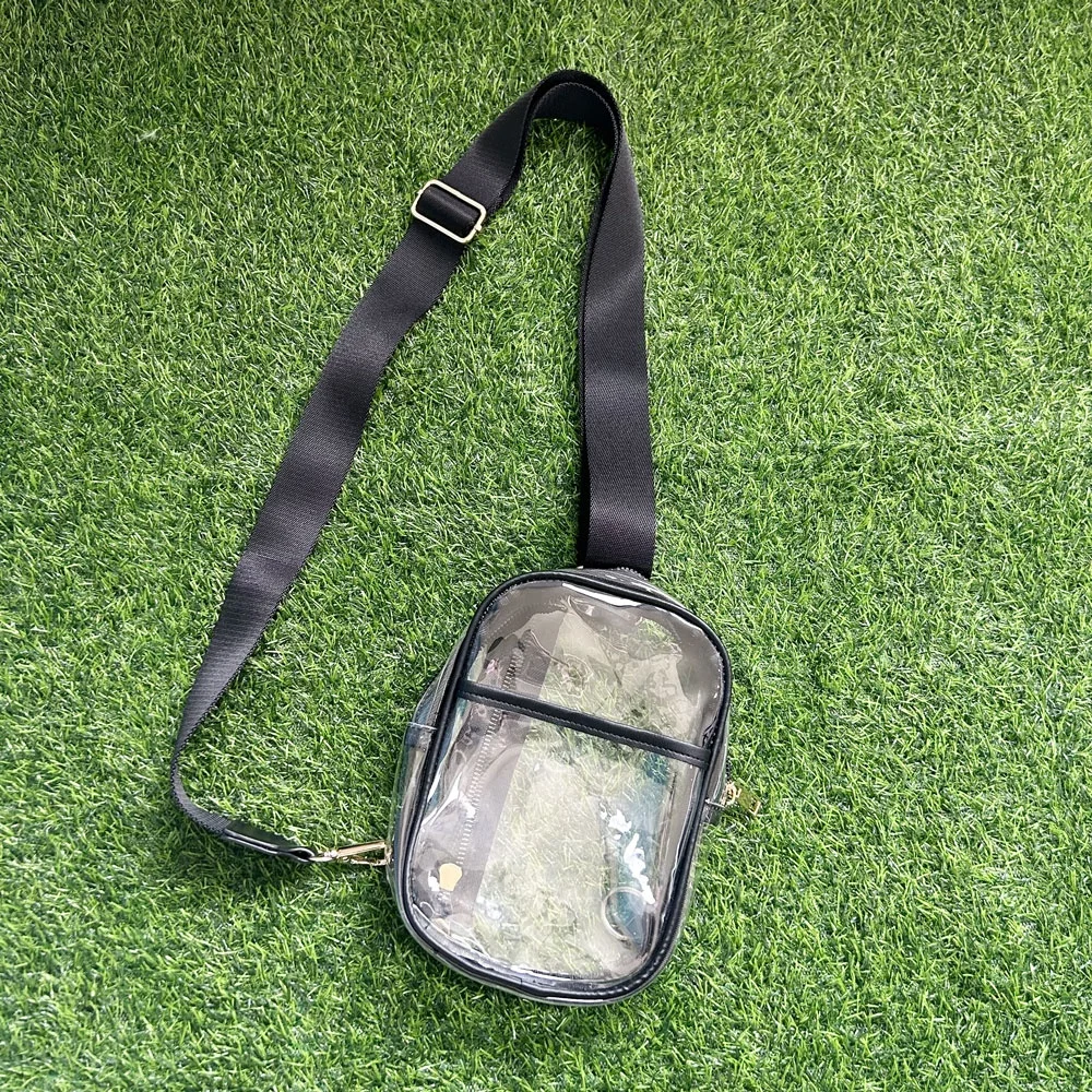 Clear Stadium Sling Bag With Zipper Closure Crossbody Messenger Shoulder BagWith Adjustable Strap