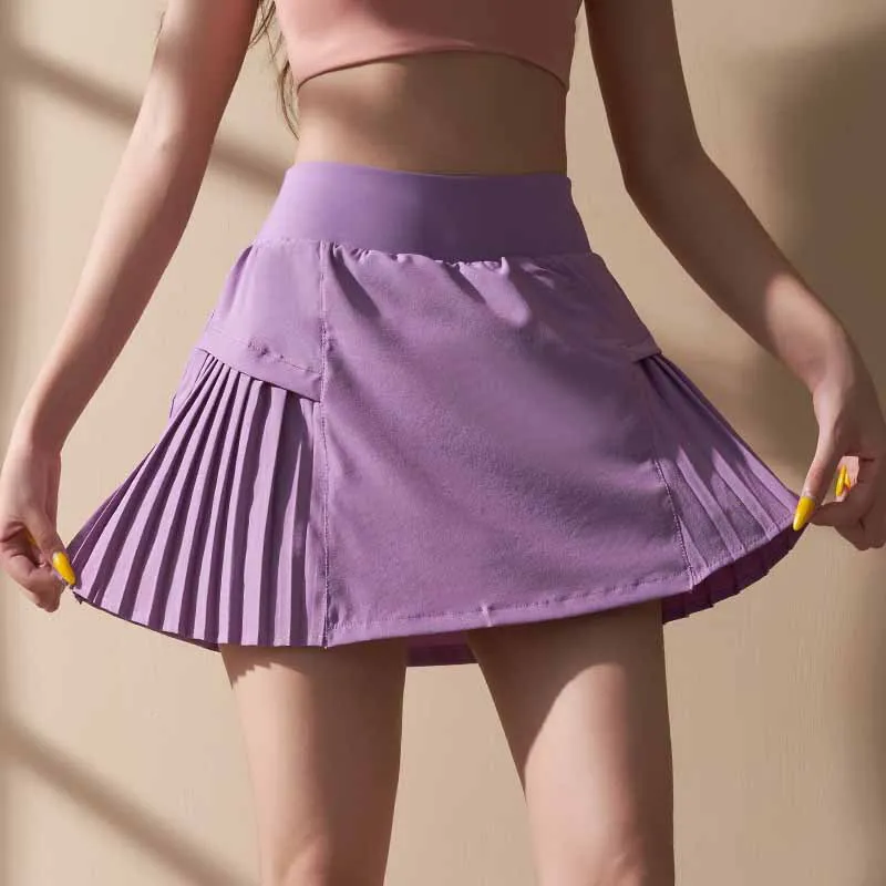 2022 new Exercise  Loose Comfortable Quick Dry Running Fitness Double Layers Frills Pleated Golf Tennis Skirts