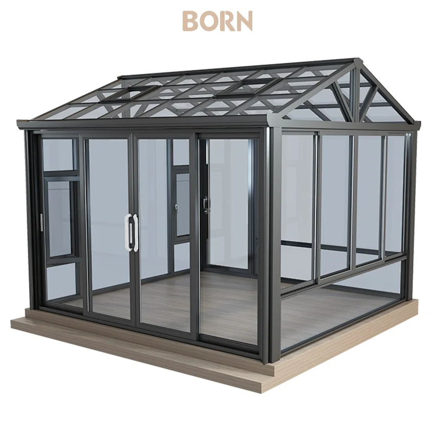 10x13 Hard top Pavilion Double Room PC Roof Canopy Outdoor Aluminum Frame Permanent Metal Pavilion with Net and Curtain