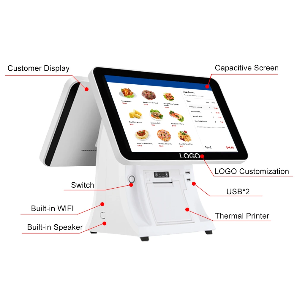 15 inch pos system windows dual screen pos systems all in one pos system window 10 touch screen