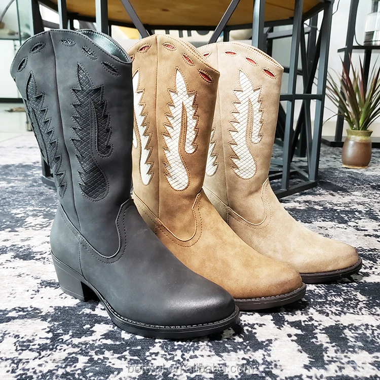 Autumn Winter Pointed-toe Ethnic Thigh High Boots Women Shoes Adult Cowboy Boots, Customs Shoes Western Cowboy Boots