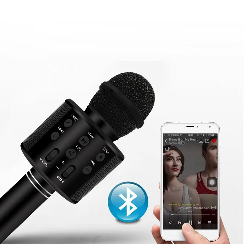 Wireless Karaoke Condenser Microphone Professional Cordless Bluetoothes Kids Handheld Singing Microphone