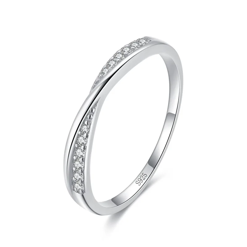 Fashionable Jewelry S925 Sterling Silver Female Pave Diamond Zircon Ring