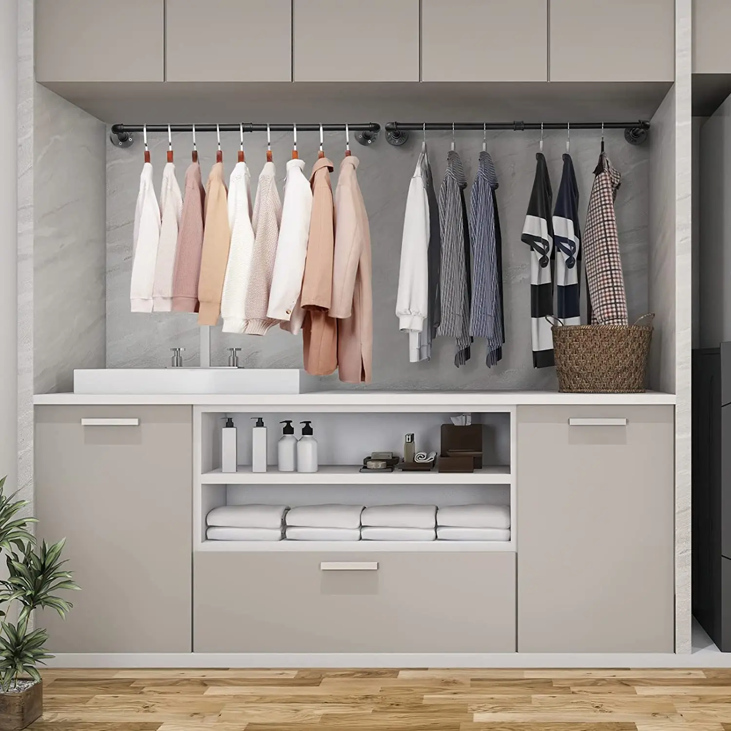 4-piece industrial tube garment hanger 38.4-inch hanger wardrobe heavy iron hanger