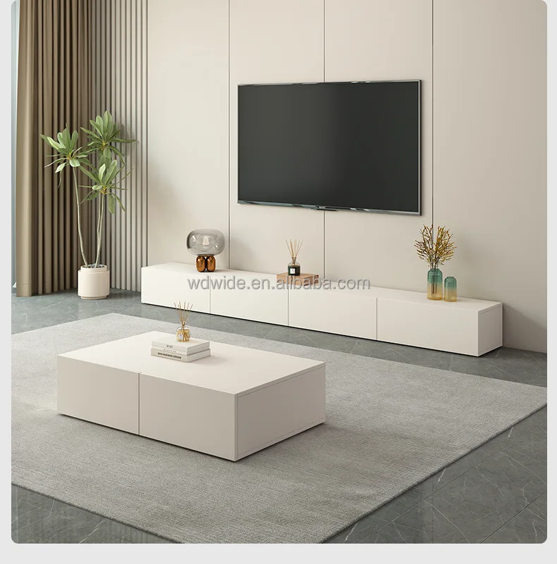 Living Room white black TV Entertainment Center modern Media wall tv cabinet design mounted furniture luxury wooden TV Stand