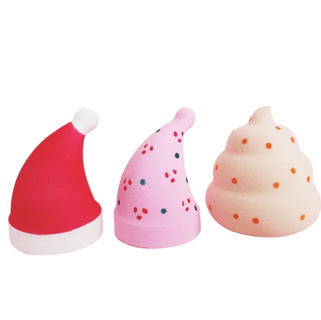 2022 new gifts gradient Christmas hat tree beauty makeup egg sponge dry wet dual use Christmas powder puff blender makeup tools