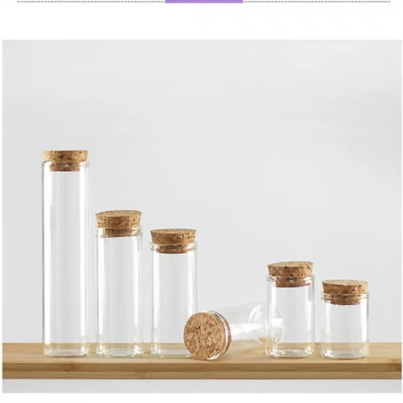 Wholesale 15ml 20ml 30ml 40ml 90ml cork glass bottles flat bottomed tube bottles in candy bottles