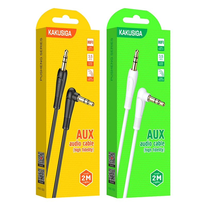KAKUSIGA Factory Price TPE High elasticity  1Meters 2 Meters AUX audio  Cable BLACK WHITE 3.5 mm Audio Extension Cable