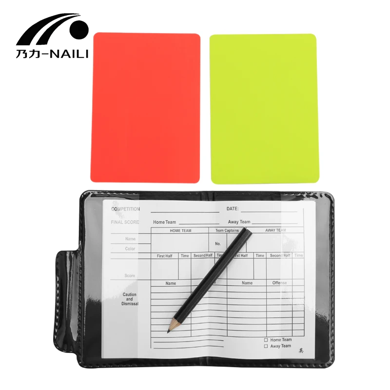 Factory Football extra thick red and Yellow card record book Football match training referee kit with pencil in case