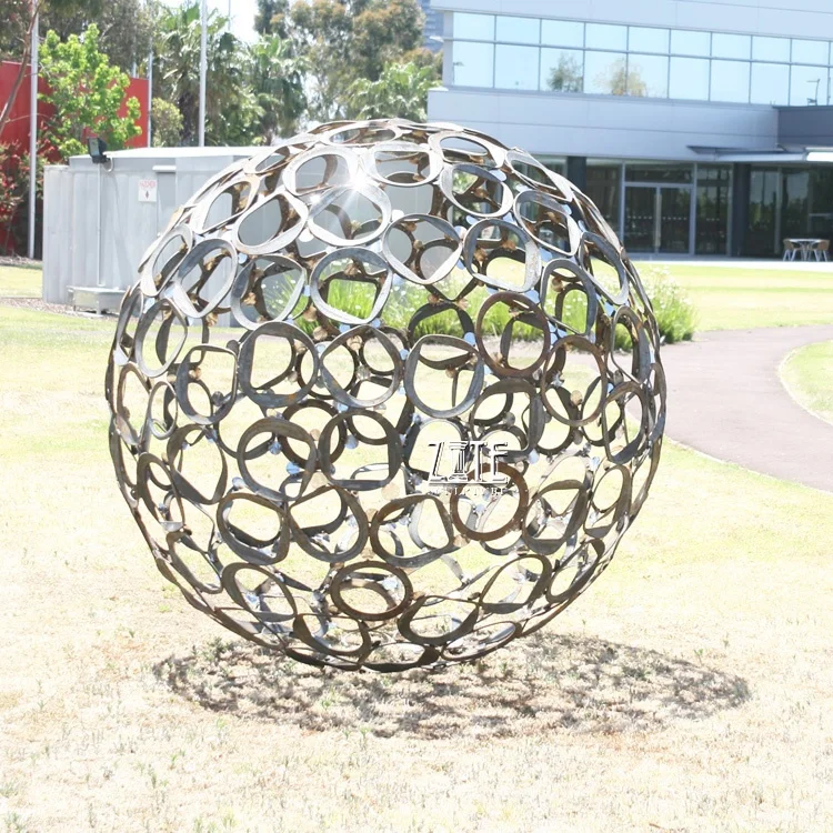 Outdoor large abstract metal stainless steel decorative golf ball sculpture