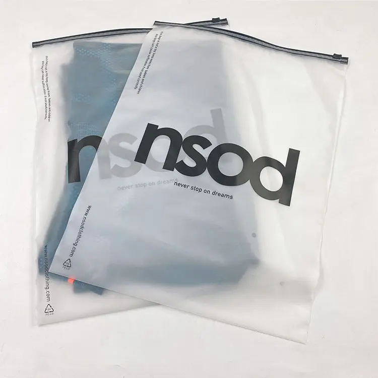 OEM Printed Logo Resealable Garment Poly PE Clothing T-Shirts Bag Custom Frosted Zipper Plastic Clothes Packaging Zip Lock Bag