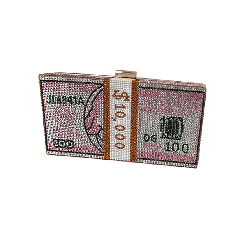 Лидер продаж совершенно новая вечерняя сумка ручной работы в форме доллара США с кристаллами клатч из сатина для