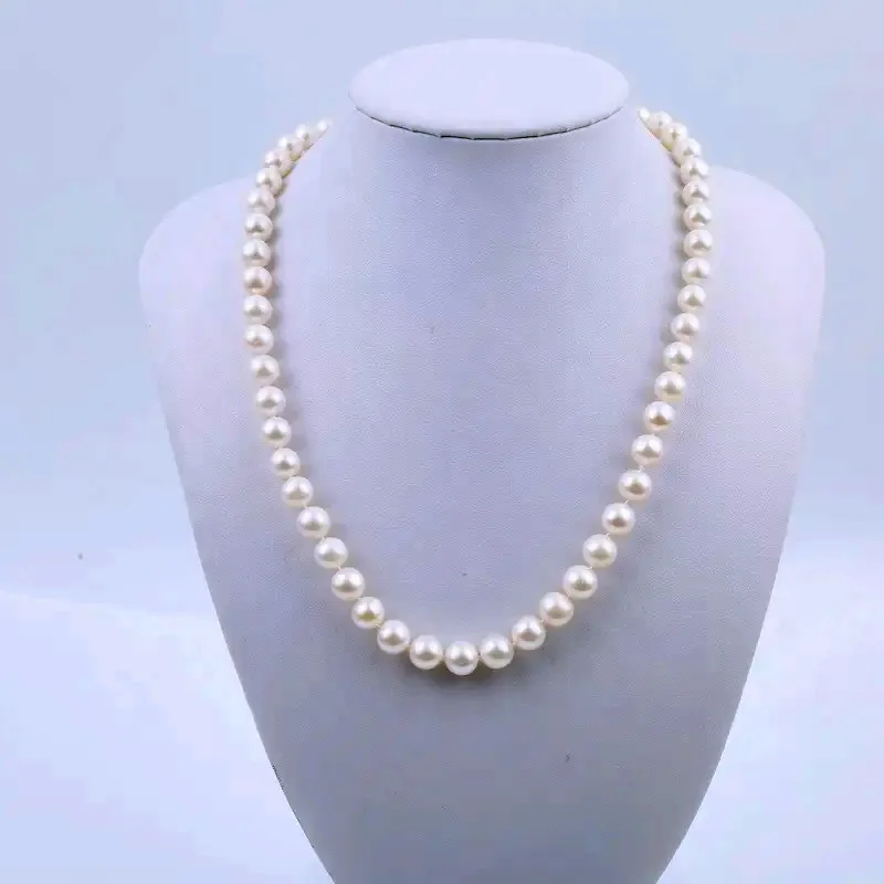 Nearly round natural freshwater pearl necklace 6-6.5mm DIY sweater chain bracelet semi-finished product