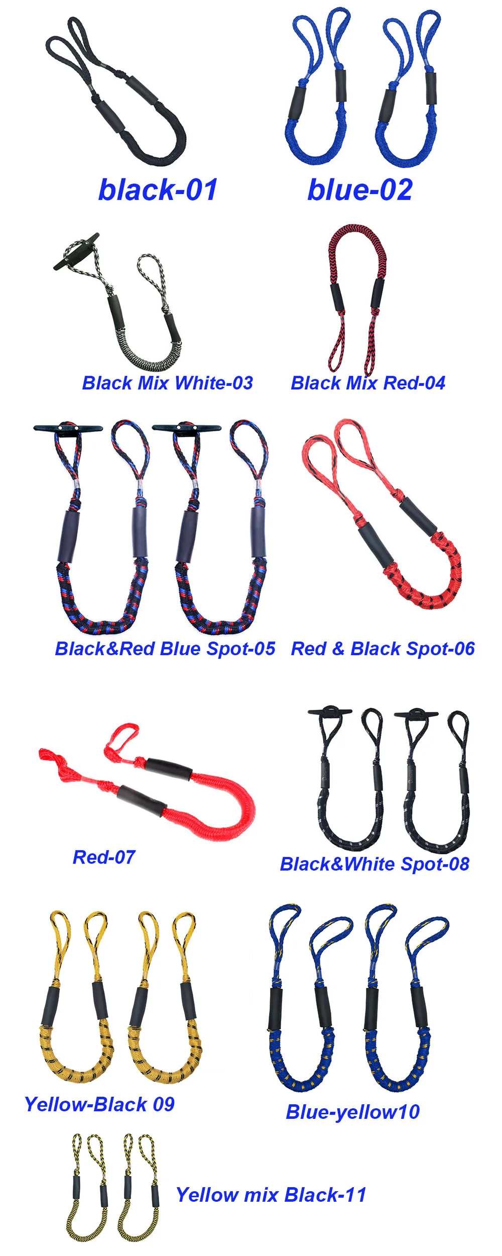 Mooring Rope Bungee Shock Cords for Boat,PWC,Jet ski,Pontoon,Kayak,Canoe,Power