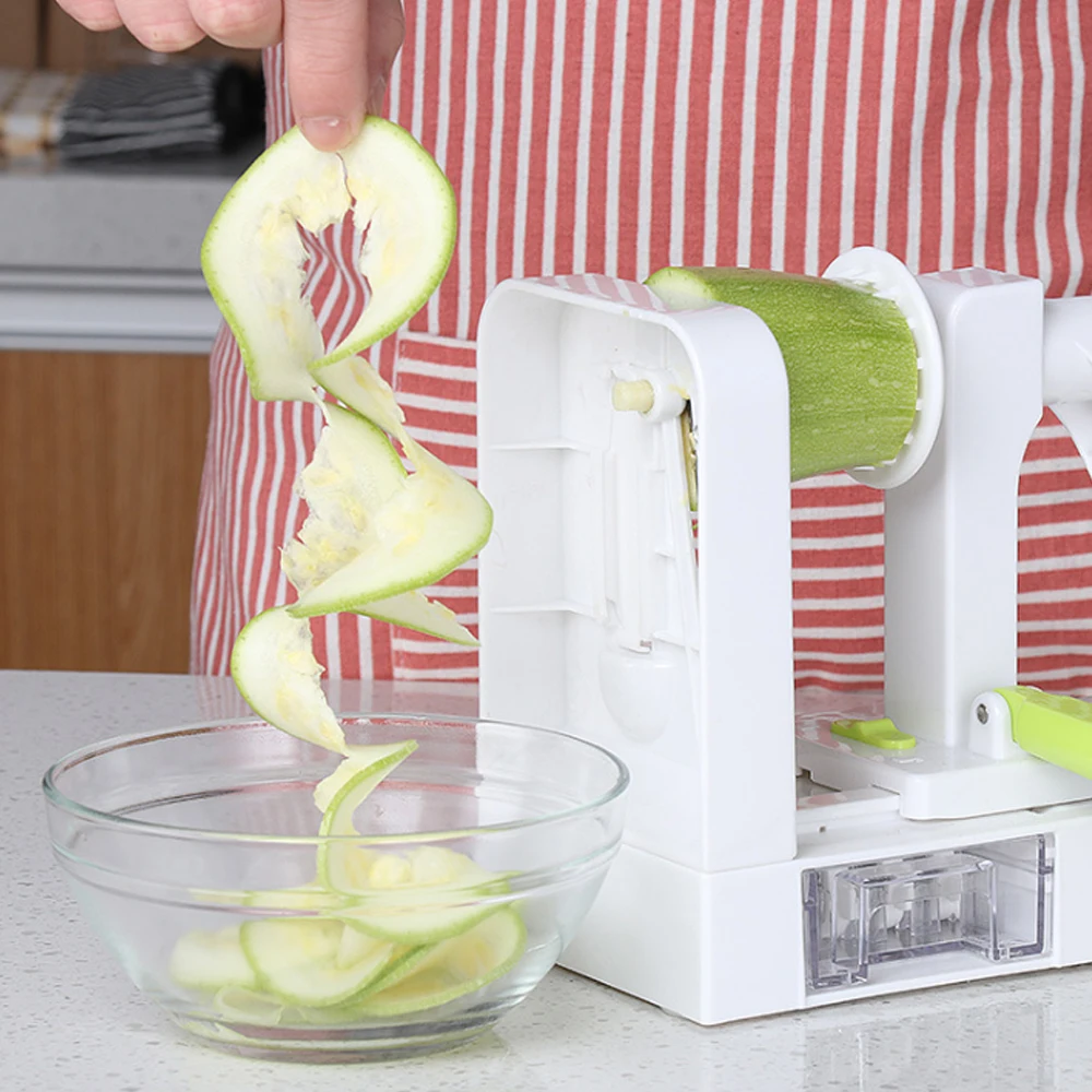 One Stop Shopping Quick Fold 5-Blade Spiralizer Versatile & Compact Foldable Vegetable Spiral Slicer