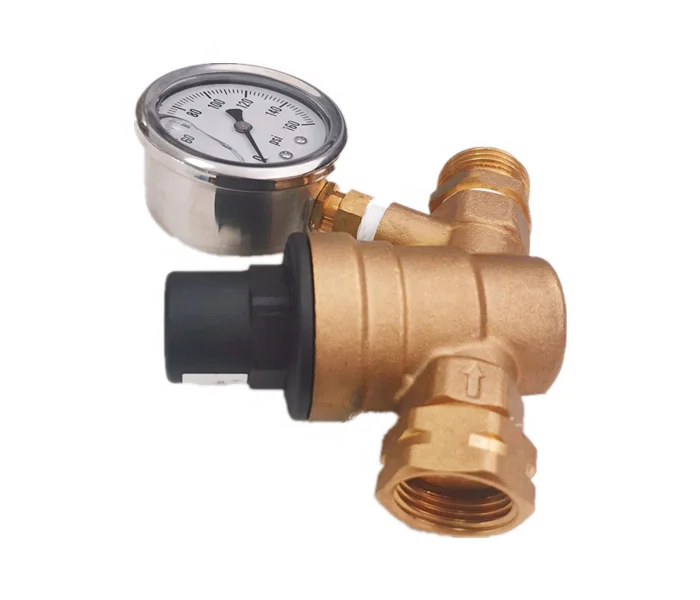 3/4 NH-11.5 RV Lead Free Brass Water Pressure Regulator With Pressure Gauge garden using