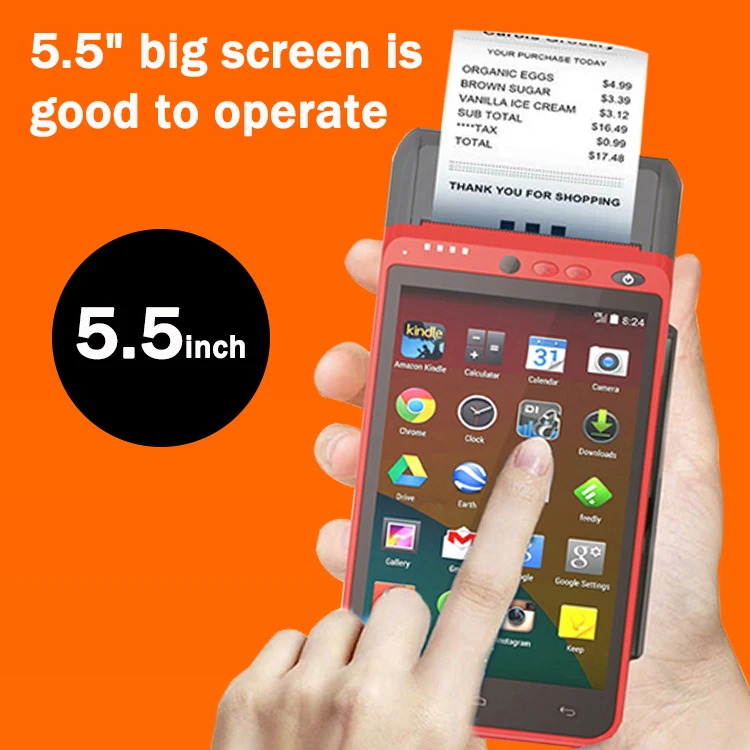 4G/WIFI/BT Handheld POS Terminal With Printer And Scanner For Restaurant HCC-Z100