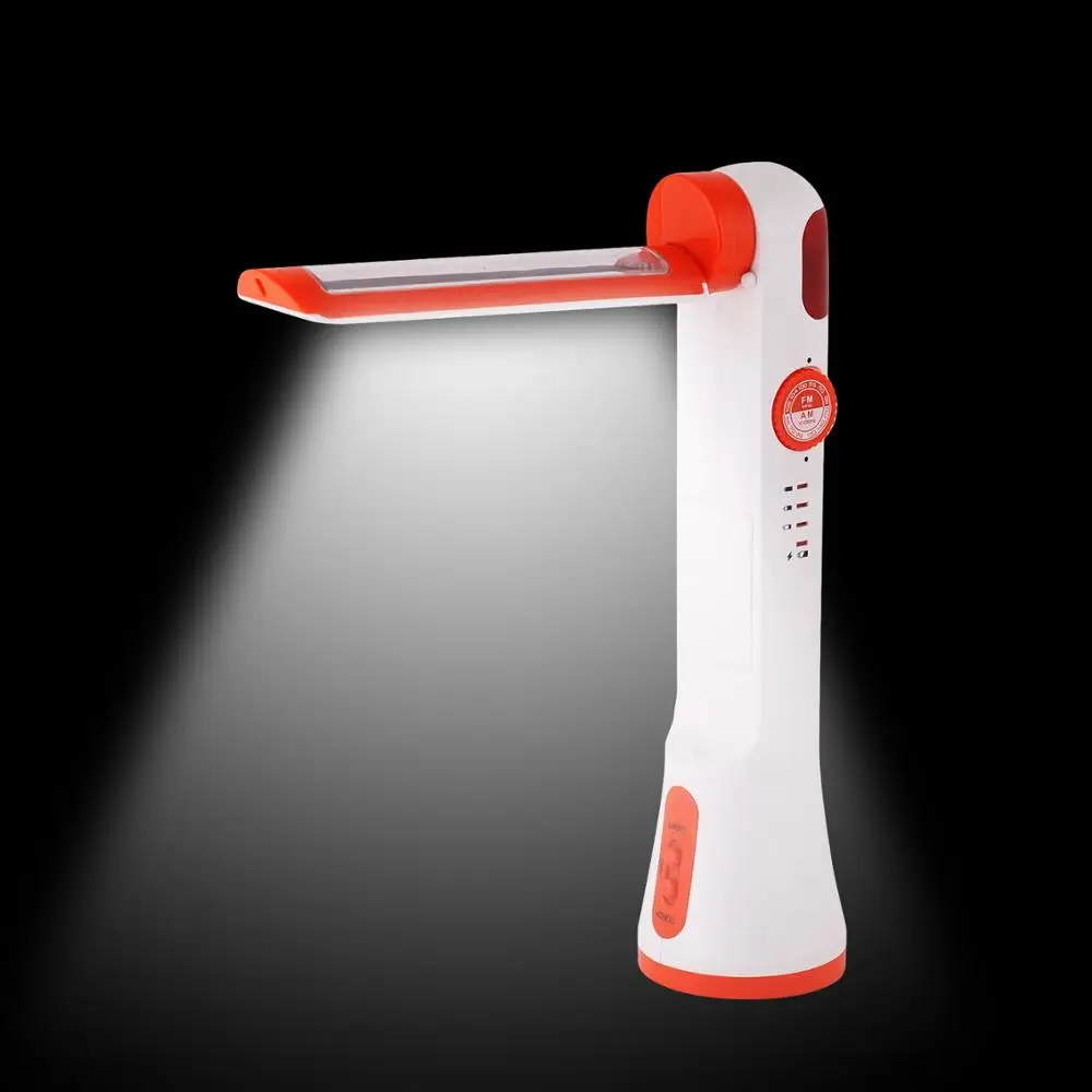 
Solar hand crank self-powered emergency FM radio with LED flashlight and power bank 