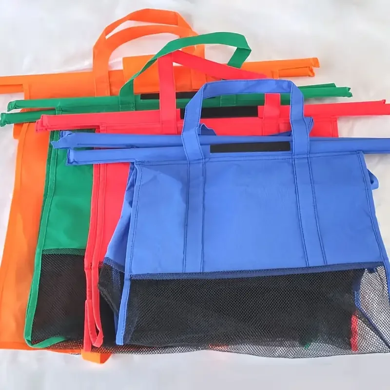 4pcs/Set Thicken Cart Trolley Supermarket Shopping Bags Portable Foldable Reusable Eco-Friendly Shop Handbag Store Shopper Totes