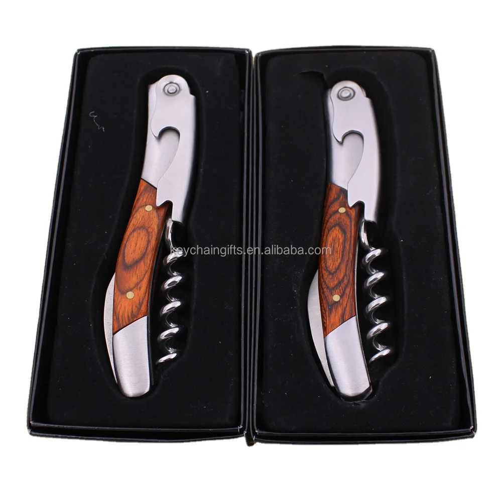 Promotion gifts custom logo multifunction wooden corkscrew